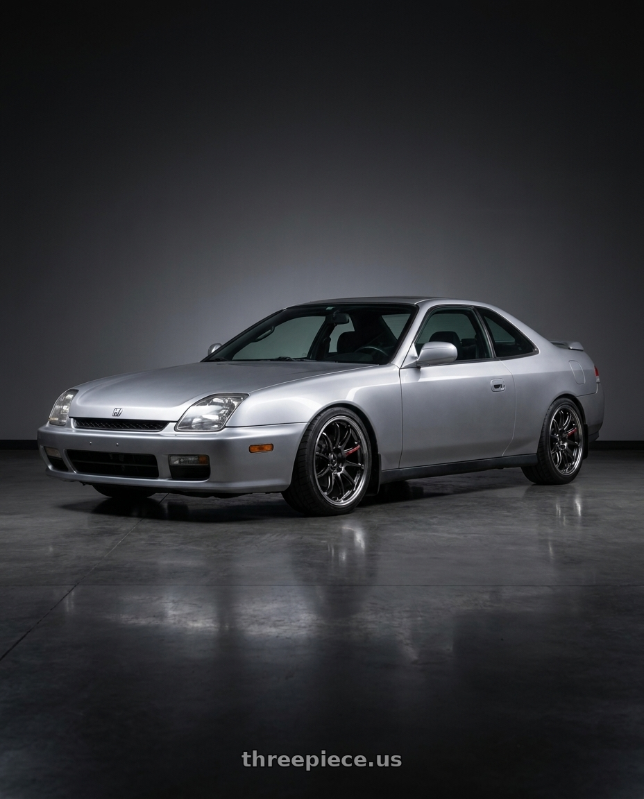 1998 Honda Prelude Base Model with Work Emotion Zr10 5x114.3 17x9 +32 Glim Black Diamond Rim cut wheels