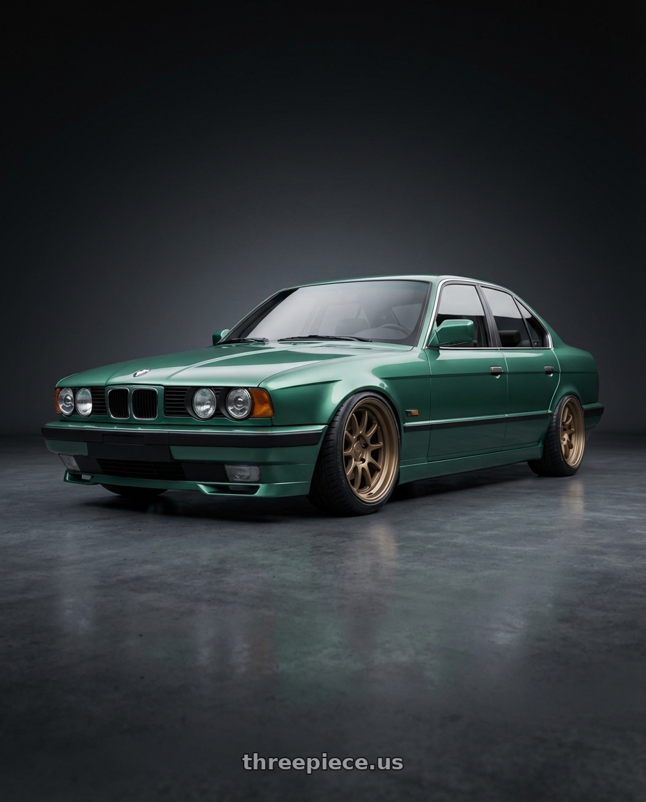 1991 BMW 525i Island Green with Brada Wheels CX2 5x112 19x9 +20 Satin Bronze wheels