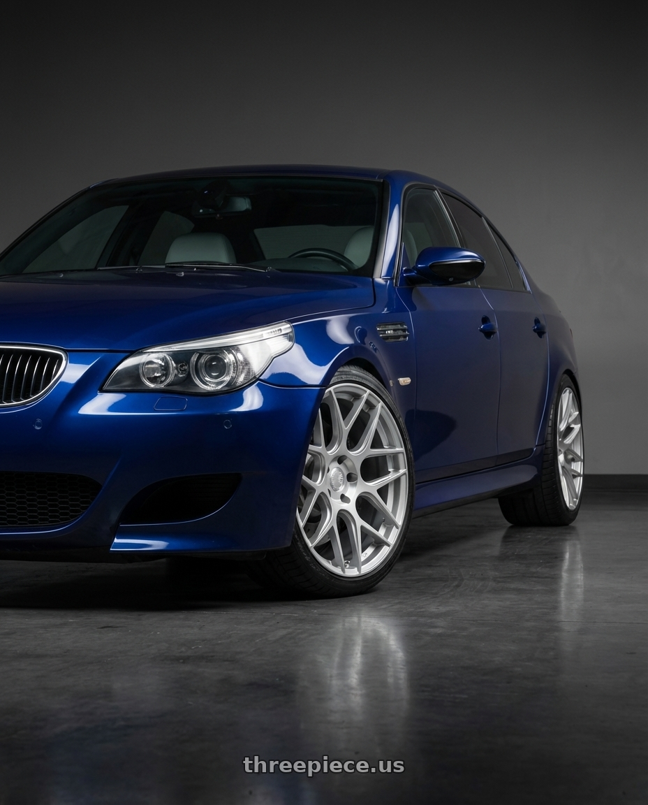 2010 BMW M5 E60 with Aodhan AFF2 5x120 19x9.5+35 Gloss Silver Machined Face wheels