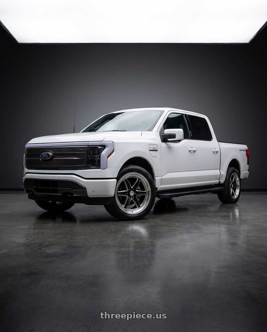 2022 Ford F150 Lightning with American Racing GROOVE 6 DRAG 6x135 22x9.5 +25 Gloss Black Milled W/ Dc Lip wheels