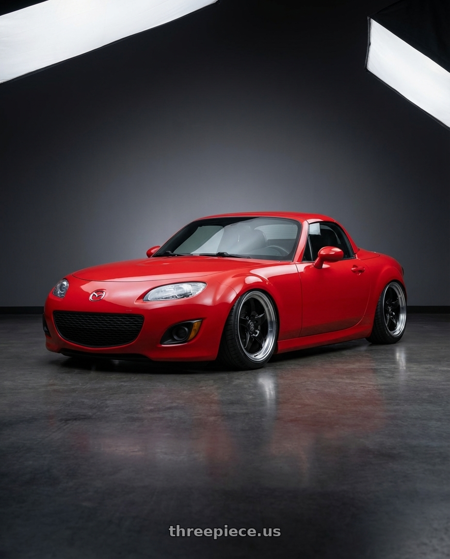 2012 Mazda MX-5 Miata NC with Forgestar D5 Drag 5x114.3 17x5 -21 Gloss Black Machined wheels