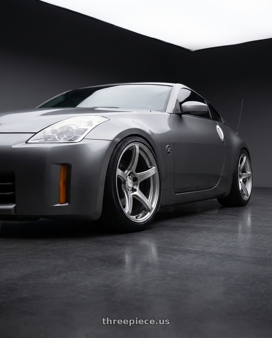 2007 Nissan 350z with Work Emotion T5r 5x114.3 18x10.5 +12 Glow Silver wheels