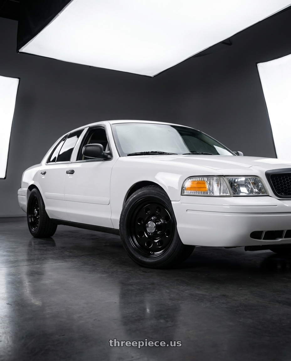 2007 Ford Crown Victoria Police with Allied - Pacer 297B Black Soft 8 6X5.50 17x8 -12 Gloss Black wheels
