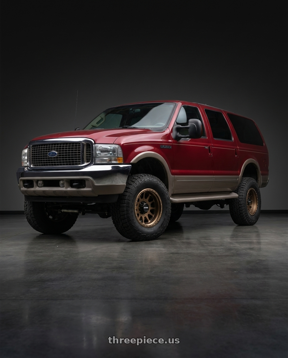2002 ford excursion burgundy with Method MR605 NV 20x10 -24mm Offset 8x6.5 121.3mm CB Method Bronze Wheel - MR60521080924N wheels