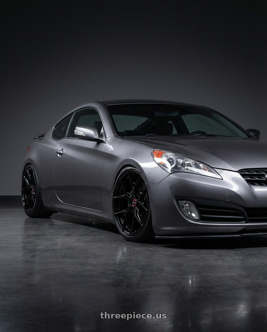2014 Hyundai Genesis Coupe with Vossen HF-5 19x8.5 / 5x114.3 / ET32 / Flat Face / 73.1 - Gloss Black Wheel - HF5-9N60 wheels
