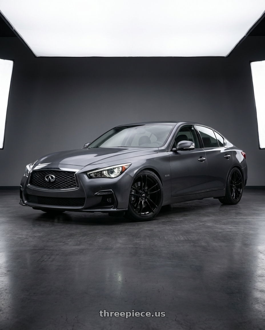 2021 Infiniti Q50 Red Sport with American Racing AR941 MACH FIVE 5X114.3 19X11 +25 GLOSS BLACK wheels