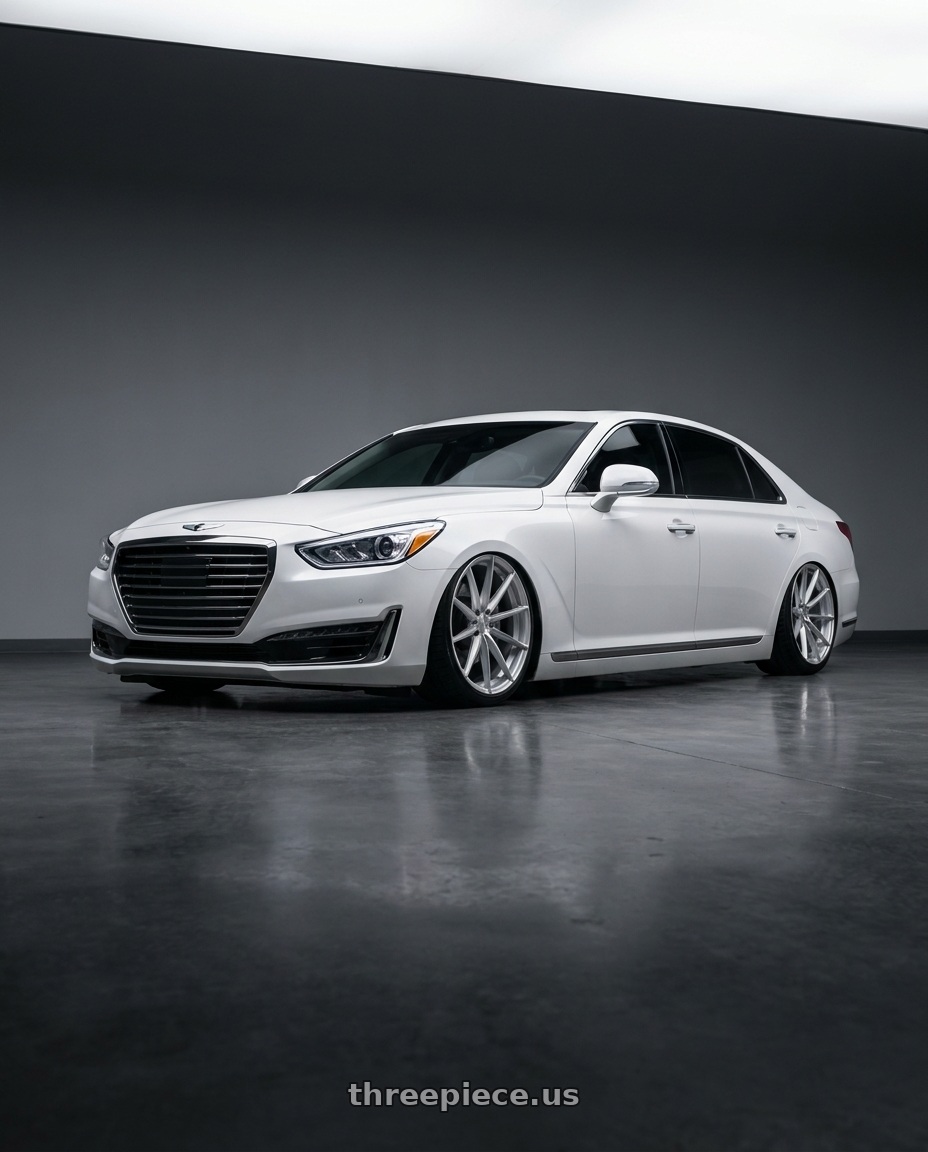 2018 genesis g90 ultimate with DOLCE PERFORMANCE VELOCE 5x114.3 20x10 +40 Gloss Silver Machined Face wheels