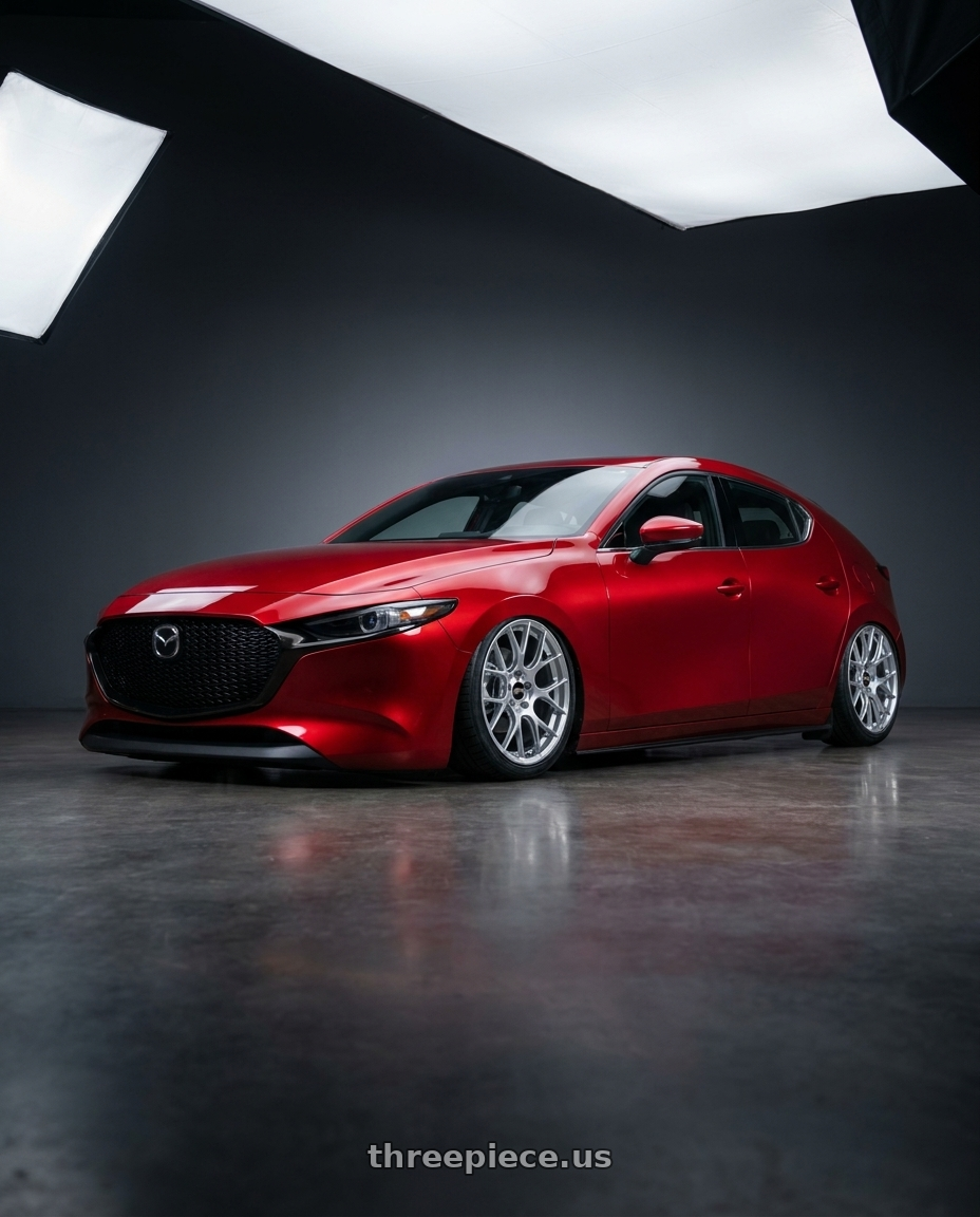 2023 Mazda 3 with BBS RE-V7 5x112 18x8.5 +42 Diamond Silver wheels