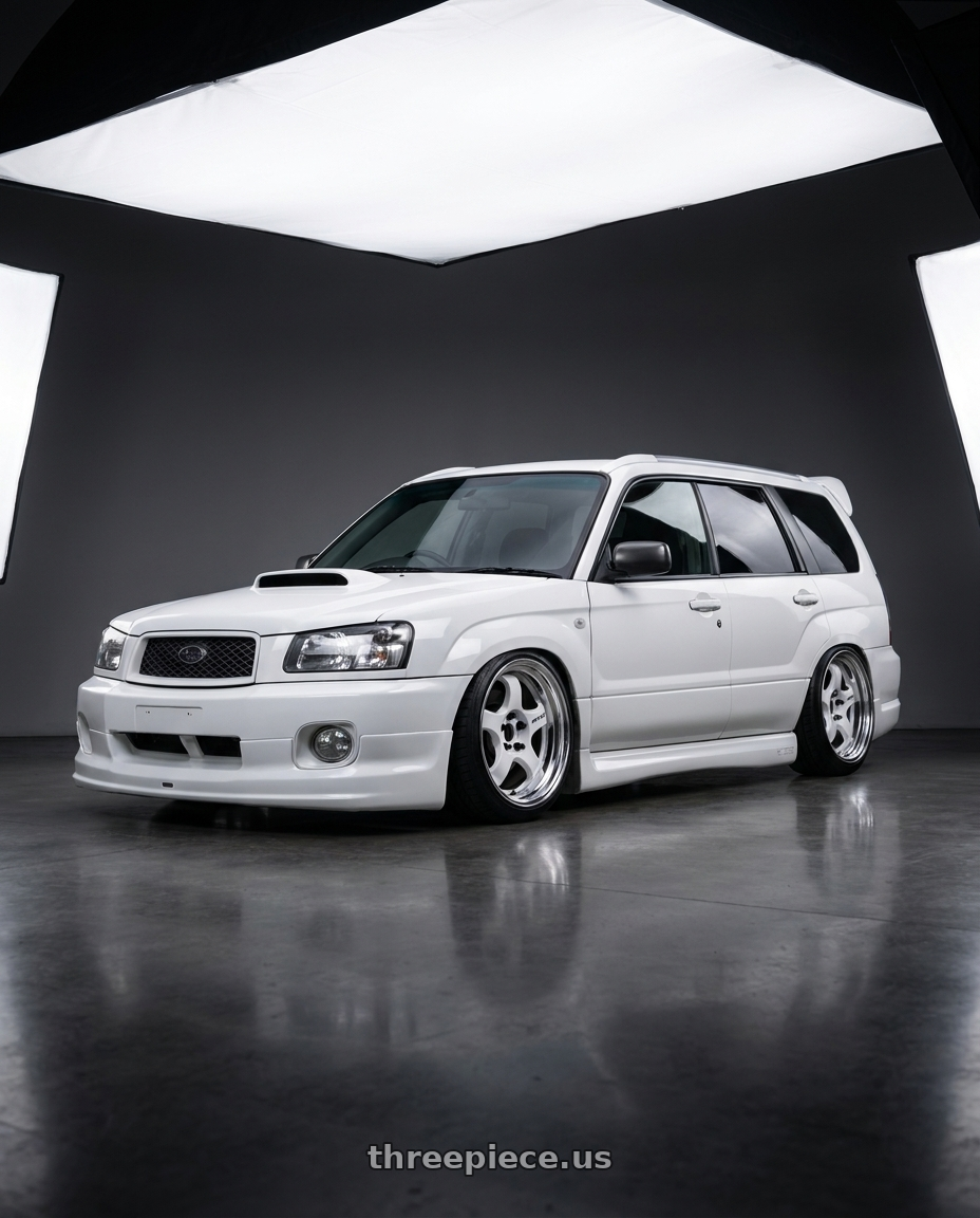 2002 subaru forester with Work Meister S1 2P 5x100 15x6.5+45 A Disk White wheels