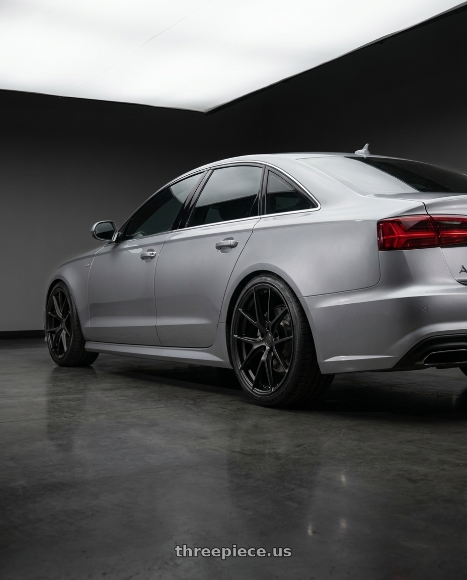 2016 Audi a6  with Aodhan AFF7 5x112 20x9+30 Matte Black wheels rear three quarter view slight stretch tires