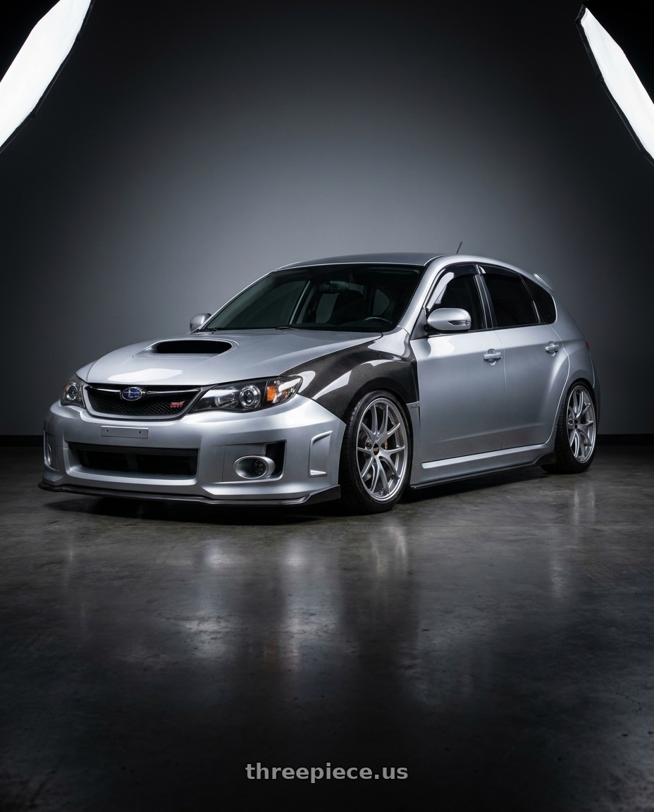 2013 subaru wrx sti with BBS RI-A 5x114.3 18x9.5 +22 Diamond Silver wheels