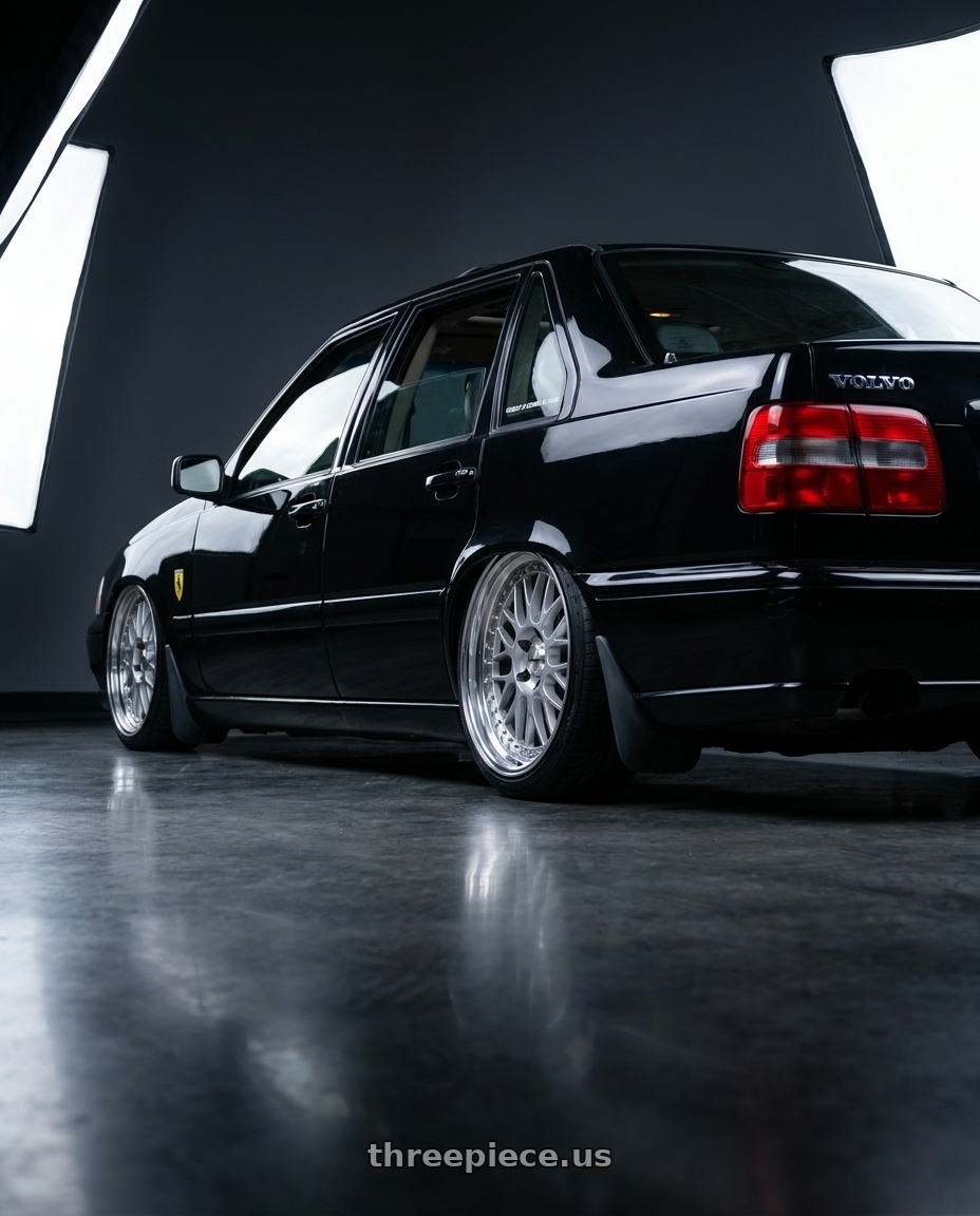 2000 Volvo s70 glt with Work Meister M1 3p 5x108 18x8+38 O Disk Silver wheels rear three quarter view slight stretch tires