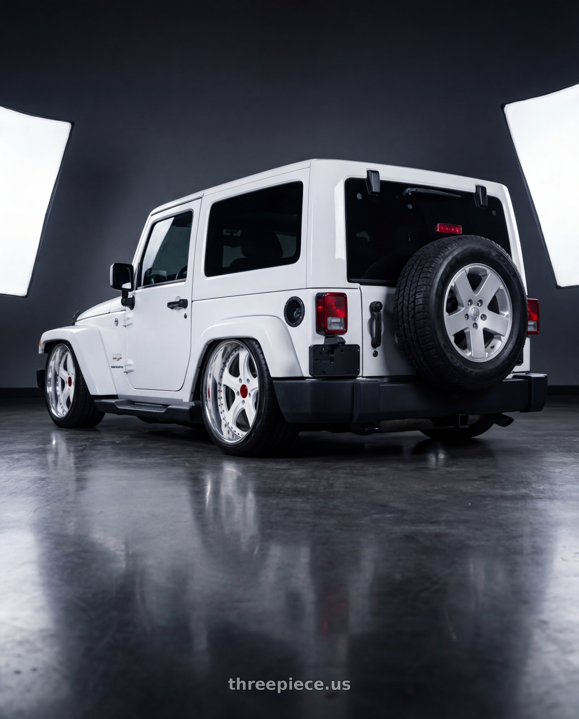 jeep wrangler 2015 with Heritage Wheel SUZUKA wheels rear three quarter view slight stretch tires