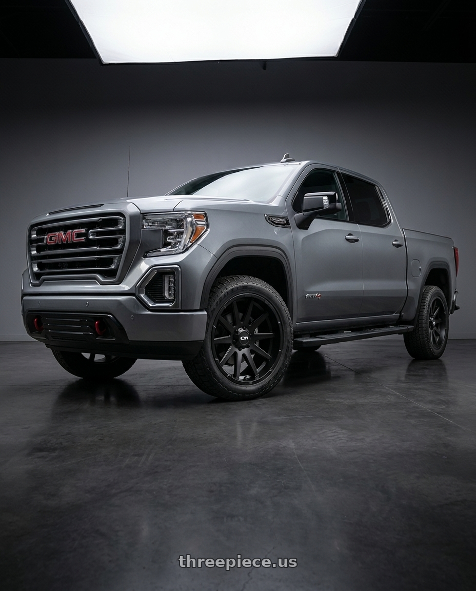 2021 GMC Sierra 1500 AT4 with Ion Type 143 6x139.7 20x9+18 Matte Black wheels