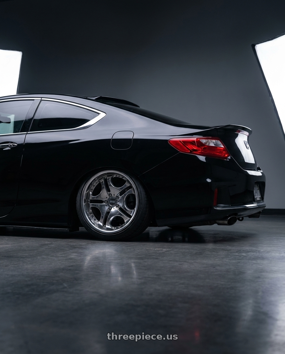 2015 Honda accord coupe  with ESR Wheels CS SERIES CS15 5x114.3 19x9.5 +22 Hyper Silver wheels rear three quarter view slight stretch tires