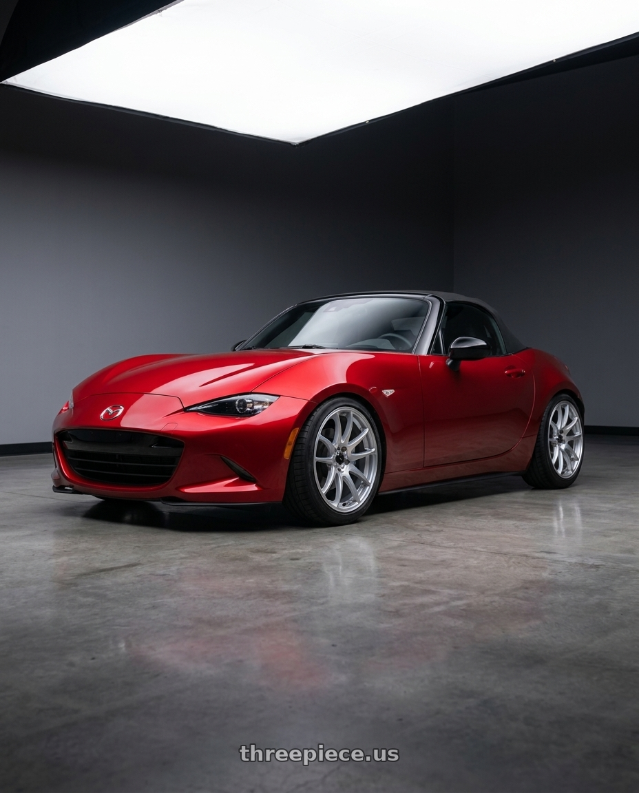2024 mazda mx5 with Vors TR4 4x100/4x114.3 17x8  +35 Silver Machine Face wheels