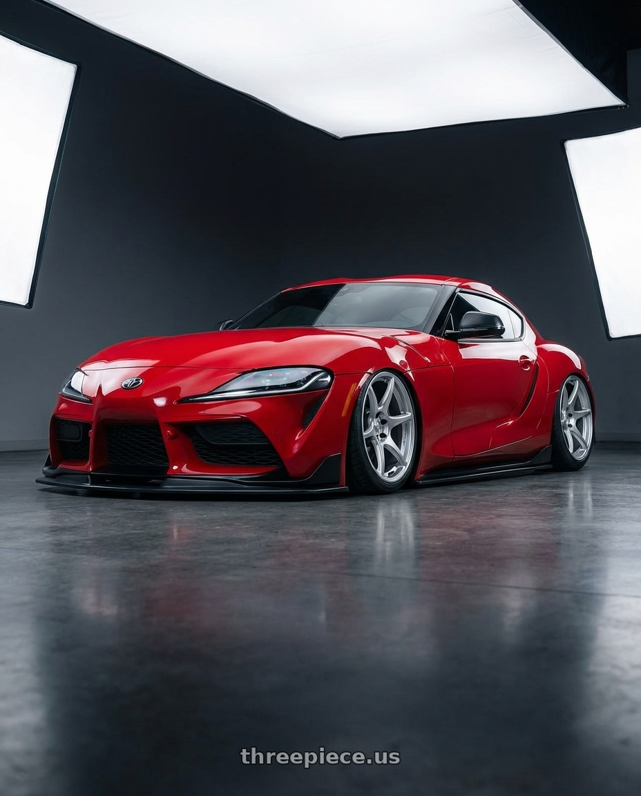 2023 Toyota GR Supra with Kansei K11S Tandem 5X112 19x10.5 22 Hyper Silver wheels