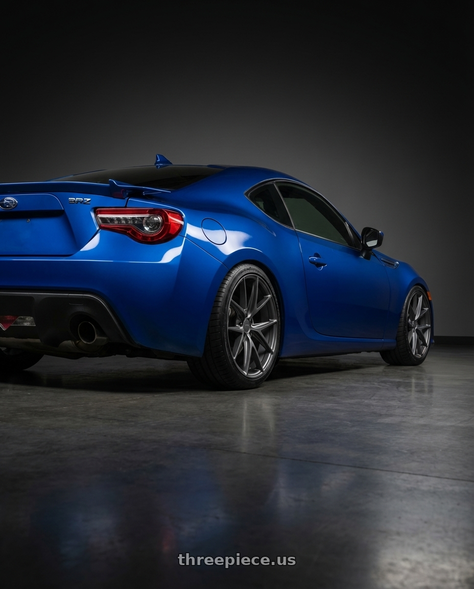 2017 Subaru BRZ with Niche 1PC M116 MISANO 5X100 17X8 +40 MATTE GUN METAL wheels rear three quarter view square tires