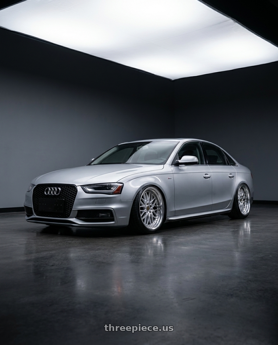 2016  Audi A4  with Work Vs-Xv 5x112 18x8.5+40 O Disk Silky Rich Silver wheels