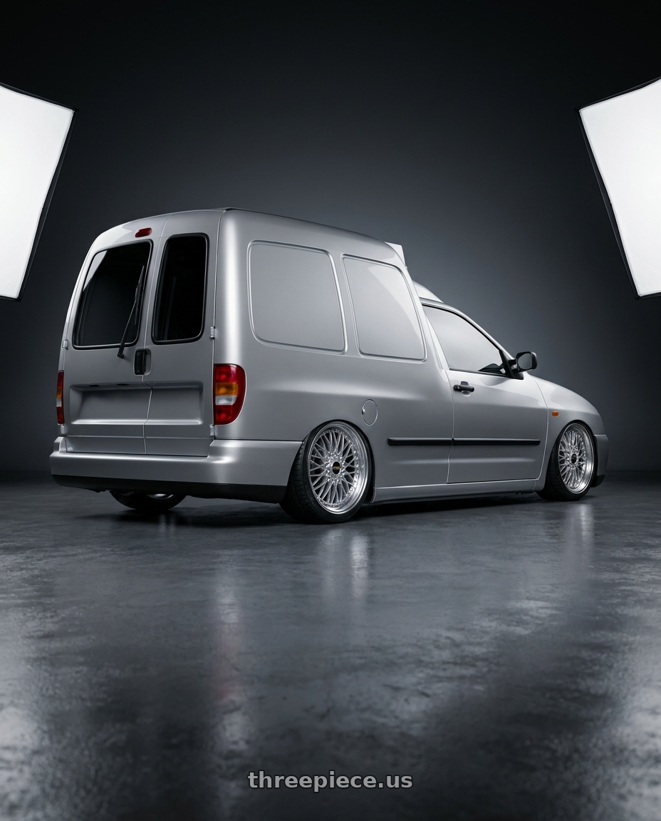 2002 Volkswagen Caddy with BBS Super 5x112 19x8.5 +43 Diamond Silver wheels rear three quarter view slight stretch tires
