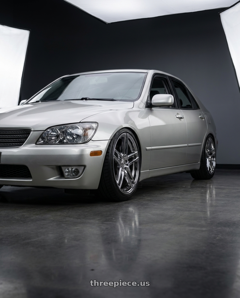 2001 Lexus is300 silver with American Racing AR907 5X114.3 18X8 +40 PVD wheels