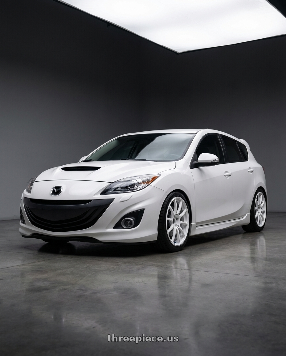 2012 Mazda Mazdaspeed3 with Advan RCIII 5x114.3 18x8.5+38 White wheels