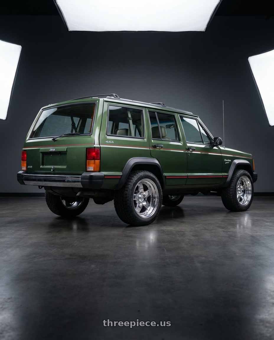 1996 JEEP CHEROKEE with Nomad Cap   94W - CAP-544B-85-TIS wheels rear three quarter view square tires