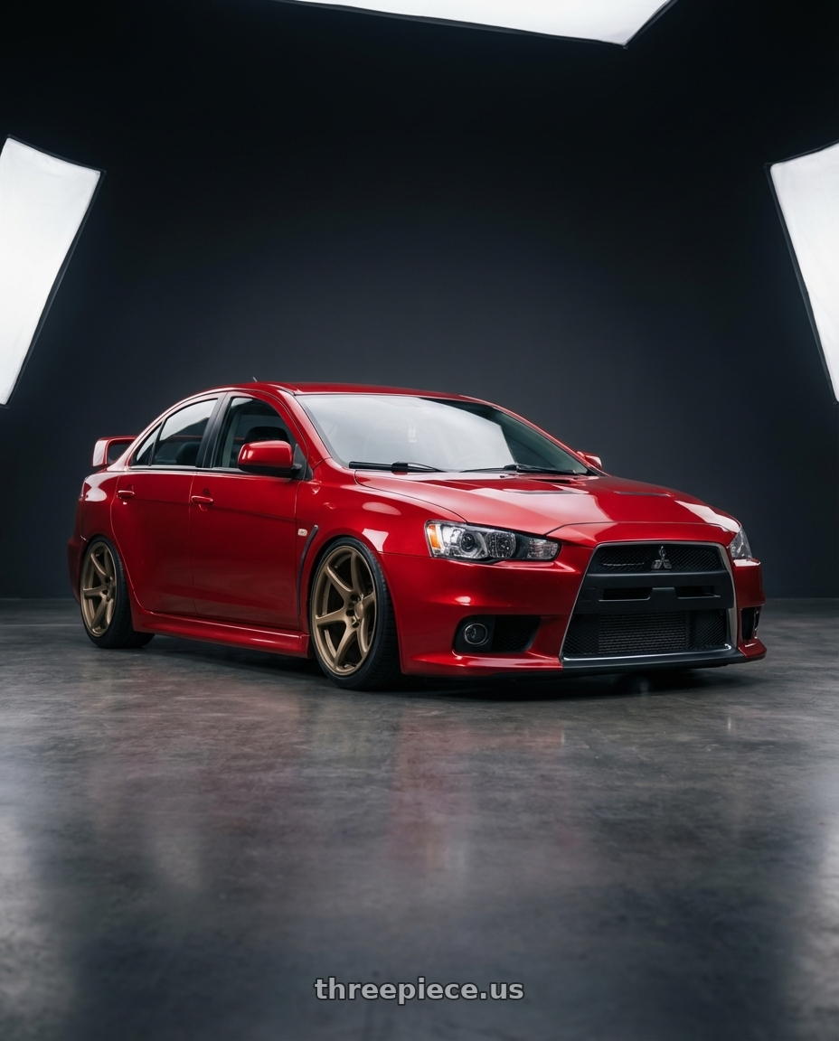 2012 Mitsubishi Lancer Evo X with Kansei K11B Tandem 5x114.3 18x10.5 12 Bronze wheels