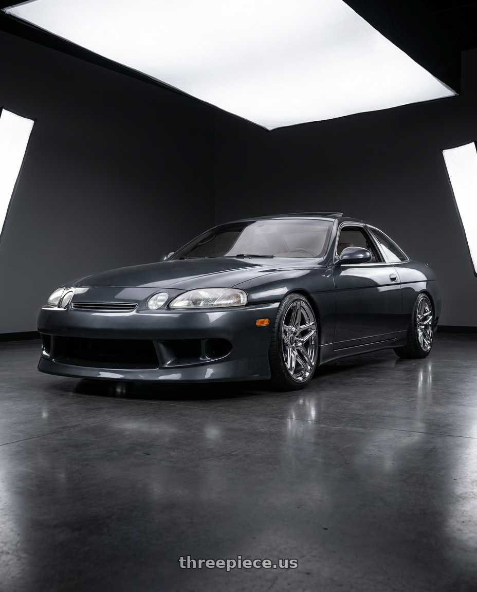 1996 Lexus sc400 with HERITAGE WHEEL EBISU MONOC 5x114.3 19x8.5 +35 CHROME wheels