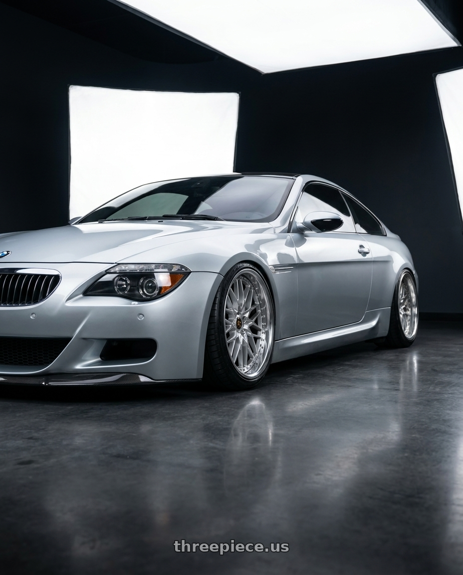 2007 bmw m6 with Work Vs-Xv 5x120 21x11+21 O Disk Silky Rich Silver wheels