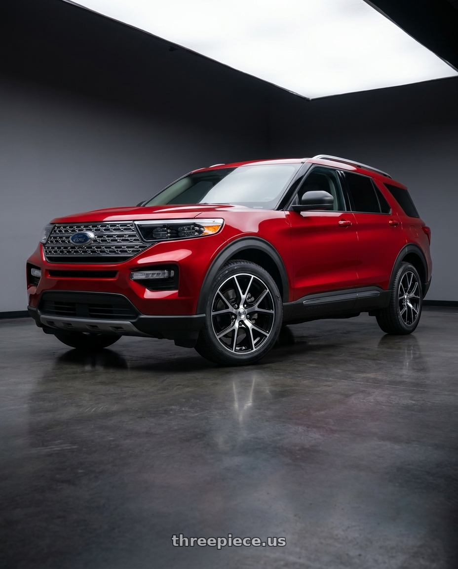 2026 ford explorer with V�xx Lumi 5x114.3 18x8+40 Gloss Black Machined Face wheels