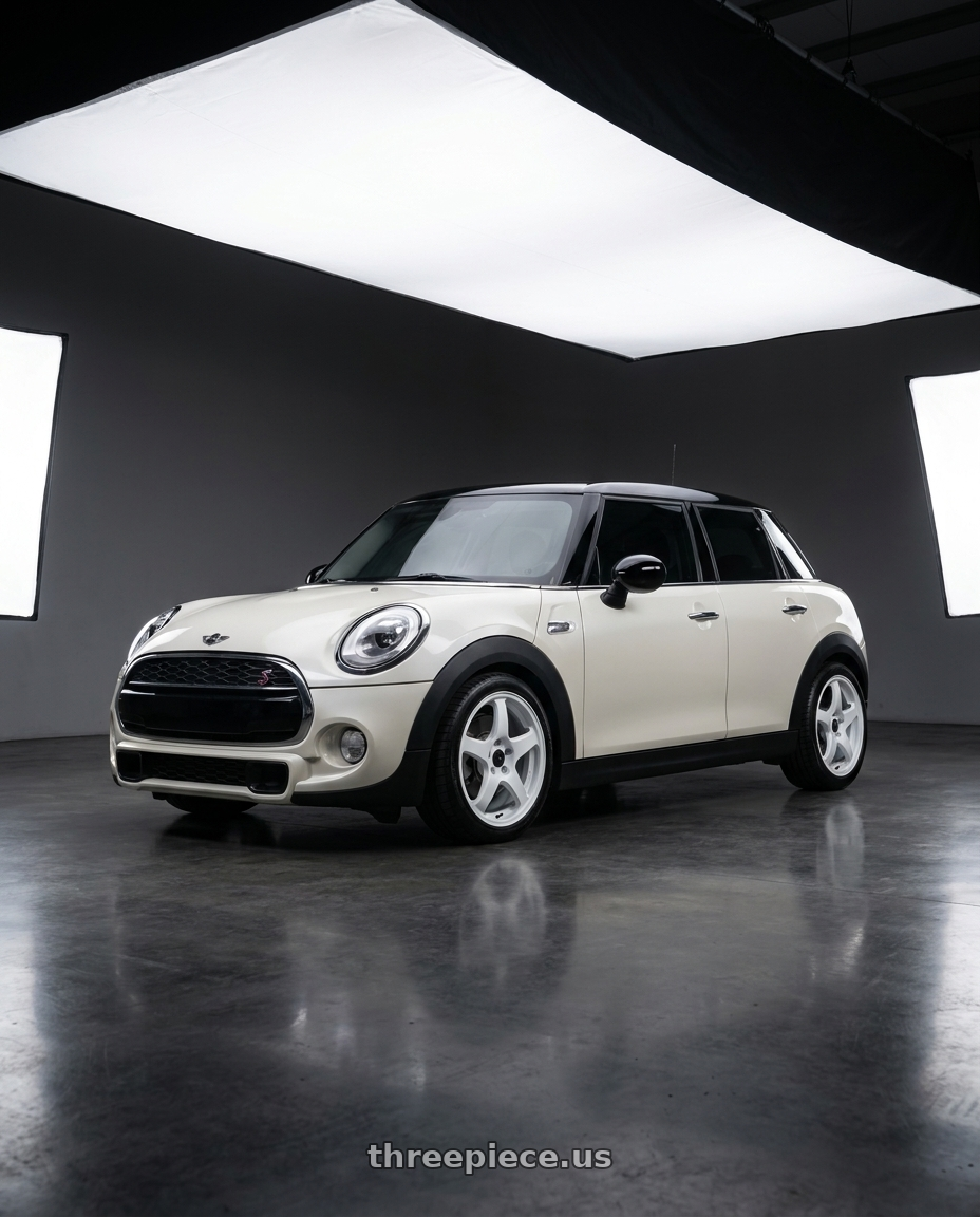 2016 mini cooper 5 door with Enkei PF05 5x100 17x9+40 White Pearl wheels