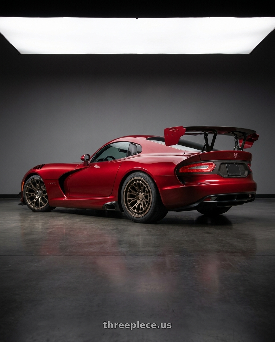 2017 Dodge Viper with Black Rhino RAID 6X114.3 18X9.5 +18 MATTE BRONZE wheels rear three quarter view square tires