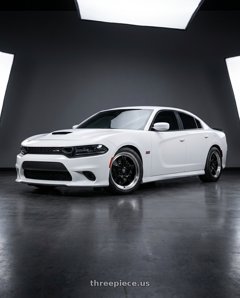 2021 Dodge Charger SXT with Forgestar D5 Drag 5x115 18x5 -37 Gloss Black Machined wheels