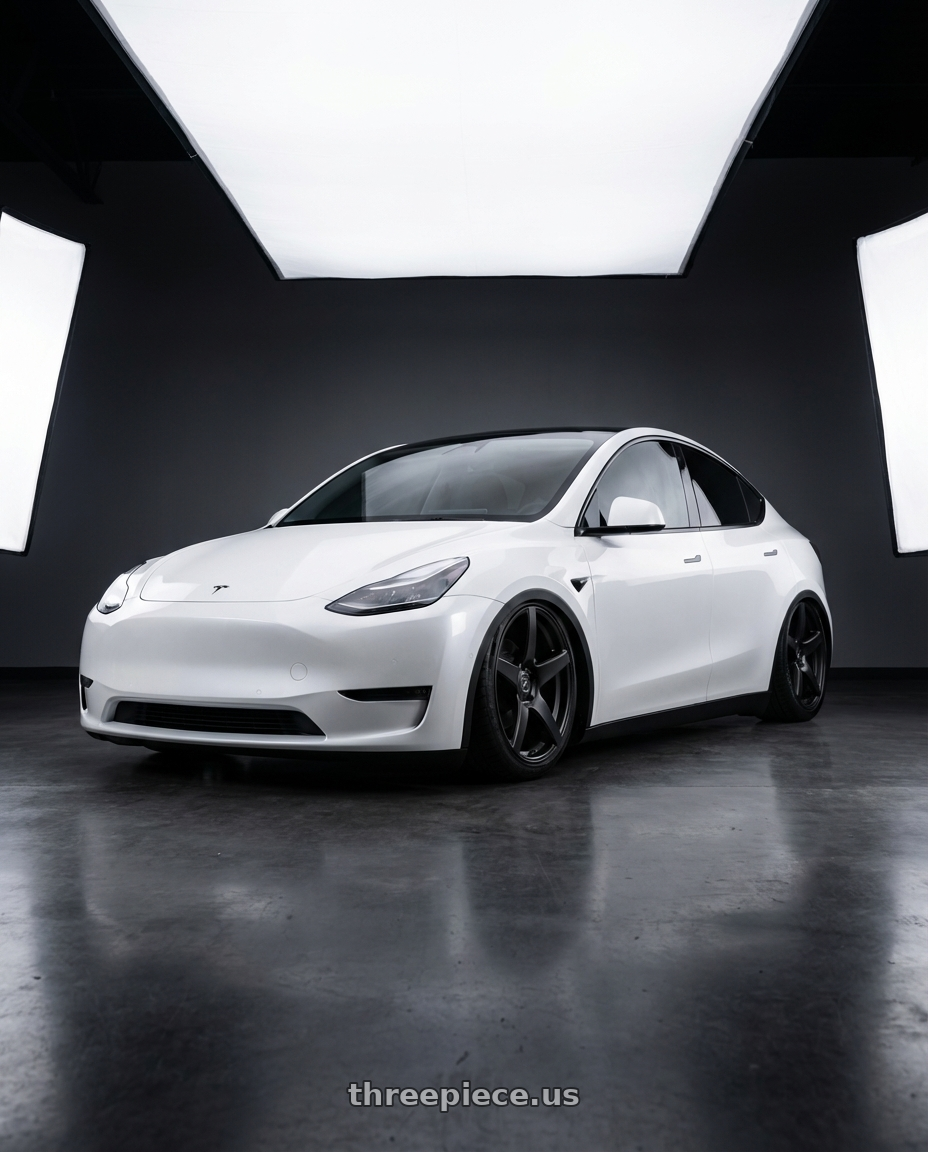 2024 Tesla Model Y with Forgestar CF5 5x114.3 20x9.5 +29 Satin Black wheels