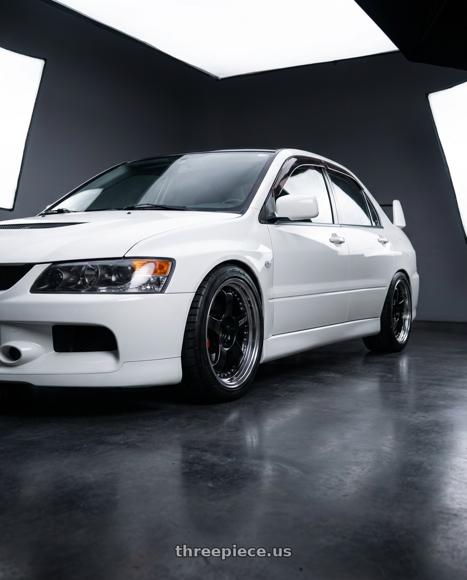 2006 mitsubishi evo with SSR Professor SP1 4X100 18X9.5+25 HP Disk Black wheels