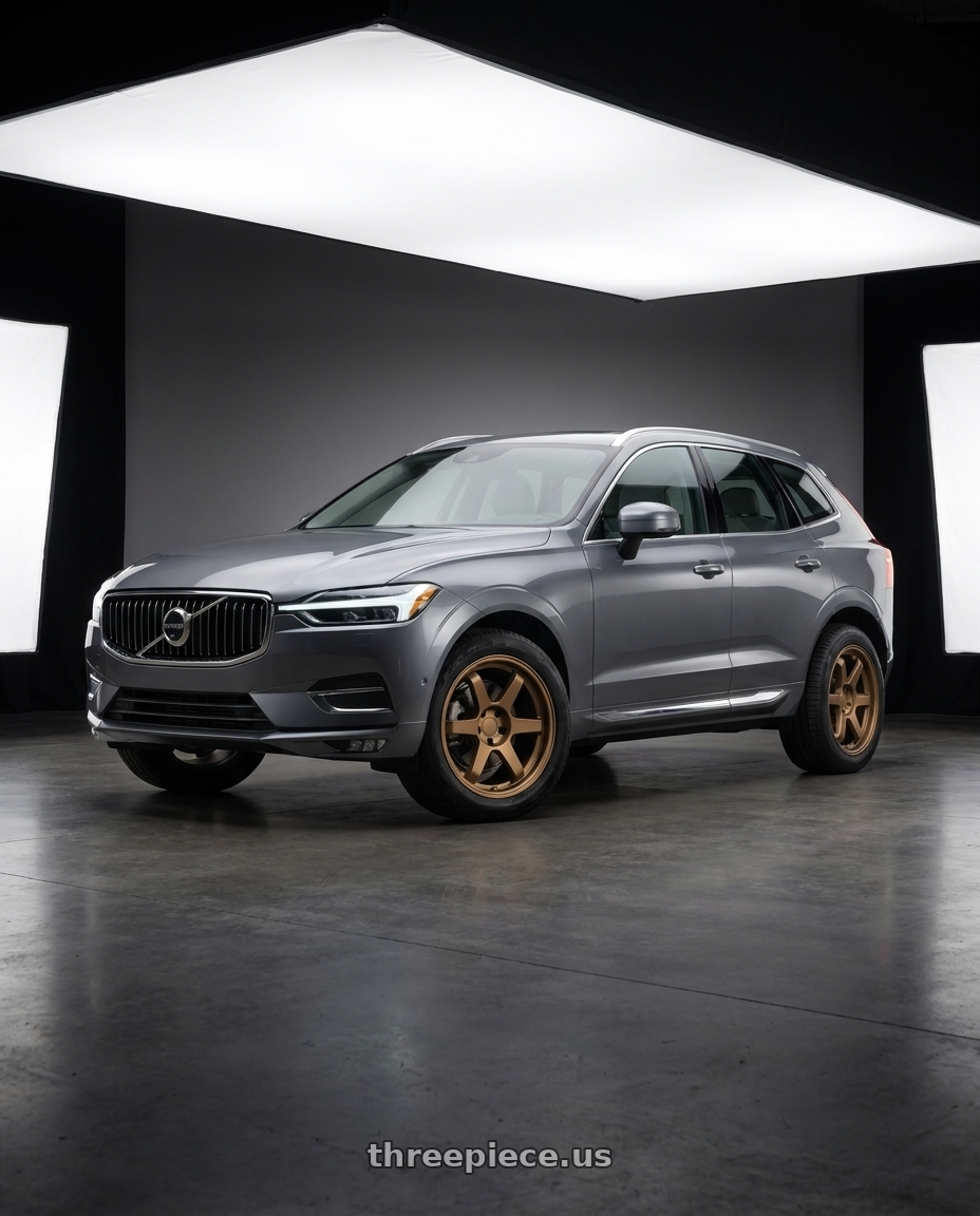 2019 Volvo XC60 with 9six9 SIX-1 5x108 18X8.5 +35 Matte Bronze wheels front three quarter view stock stance