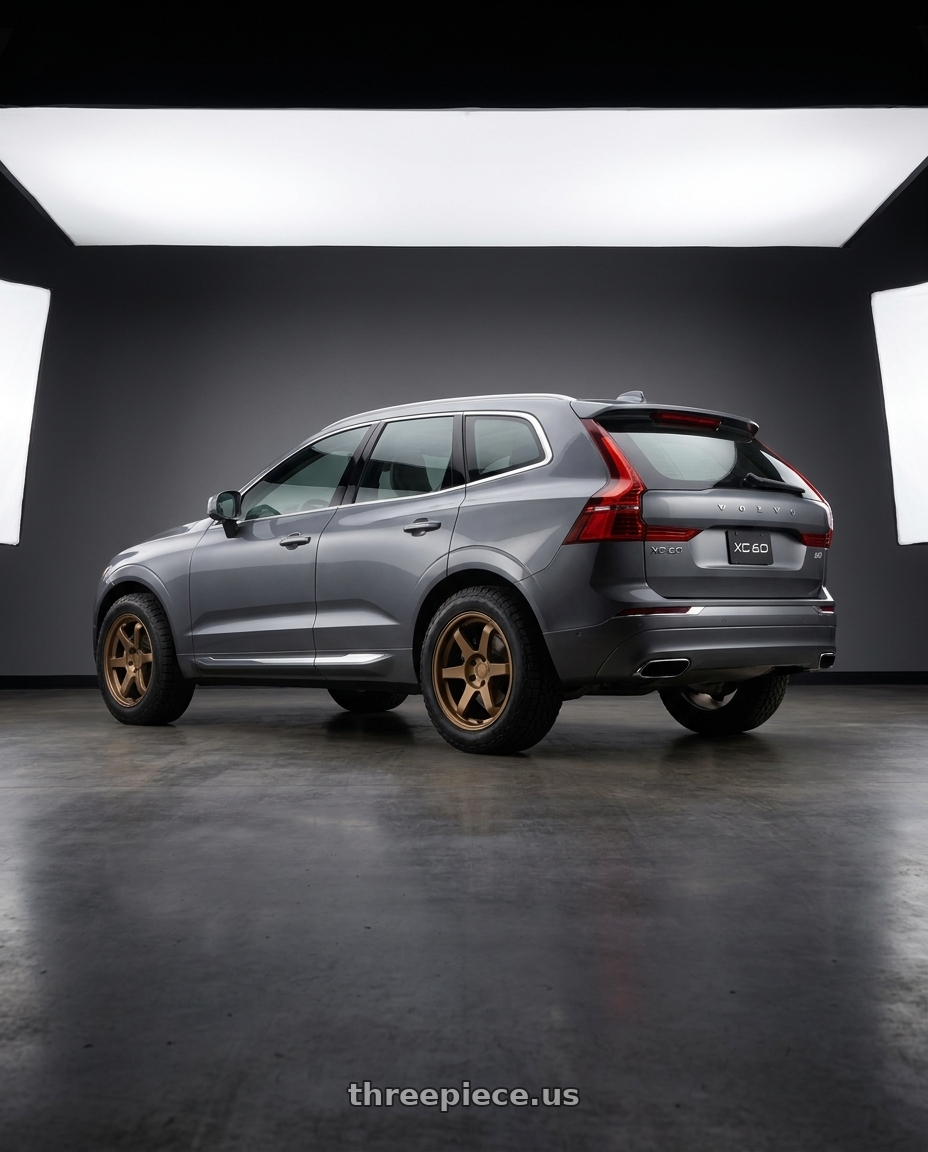 2019 Volvo XC60 with 9six9 SIX-1 5x108 18X8.5 +35 Matte Bronze wheels rear three quarter view meaty tires