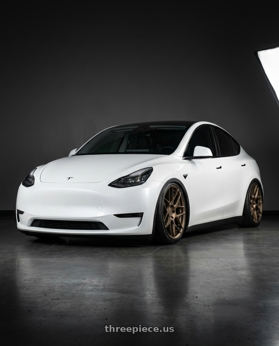 2024 Tesla Model Y with Aodhan AFF2 5x114.3 20x9+32 Matte Bronze wheels