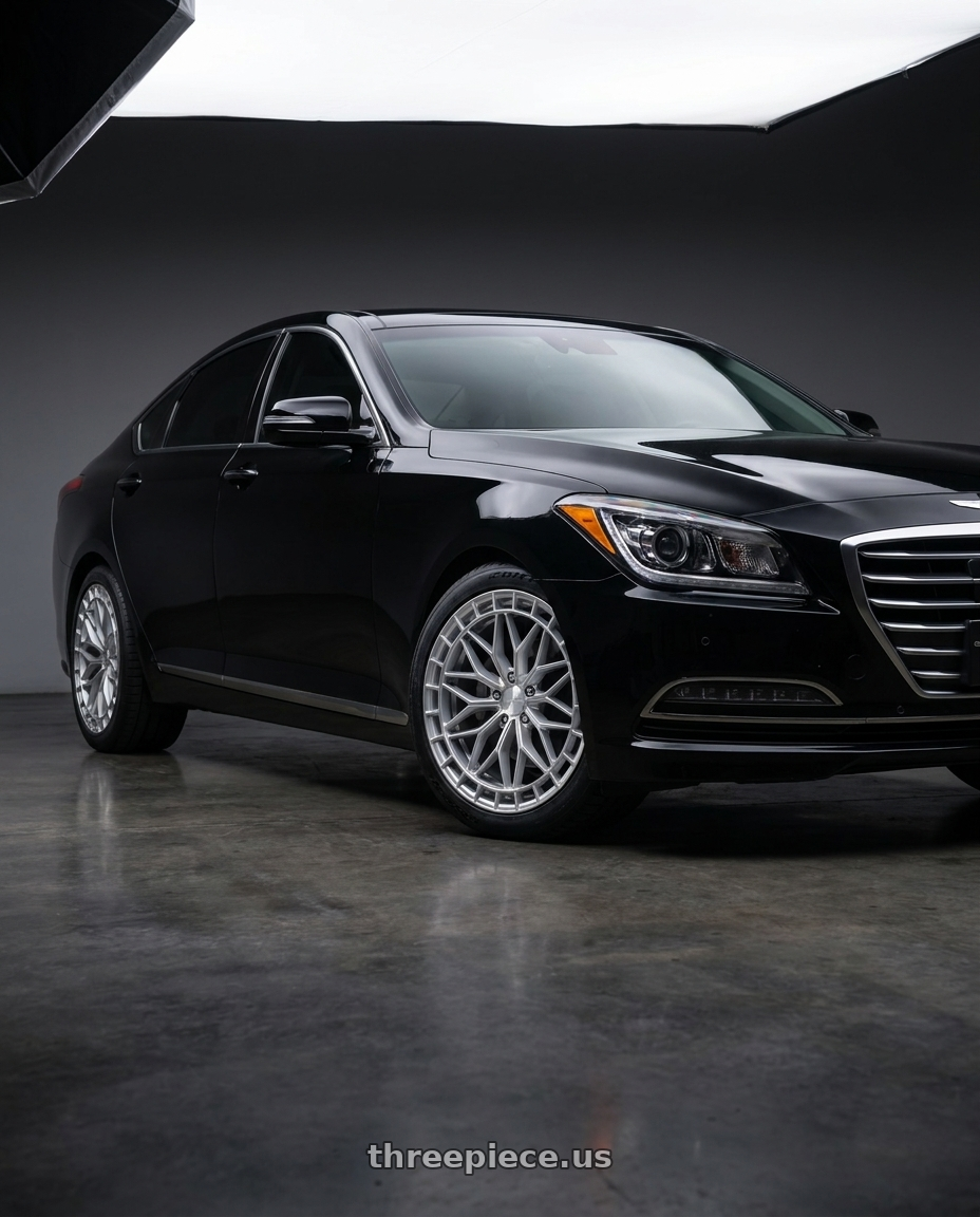 2016 Hyundai Genesis 3 8 with KATANA RACING KR12 5x114.3 18x8 +40 Glossy Silver Machine Face wheels