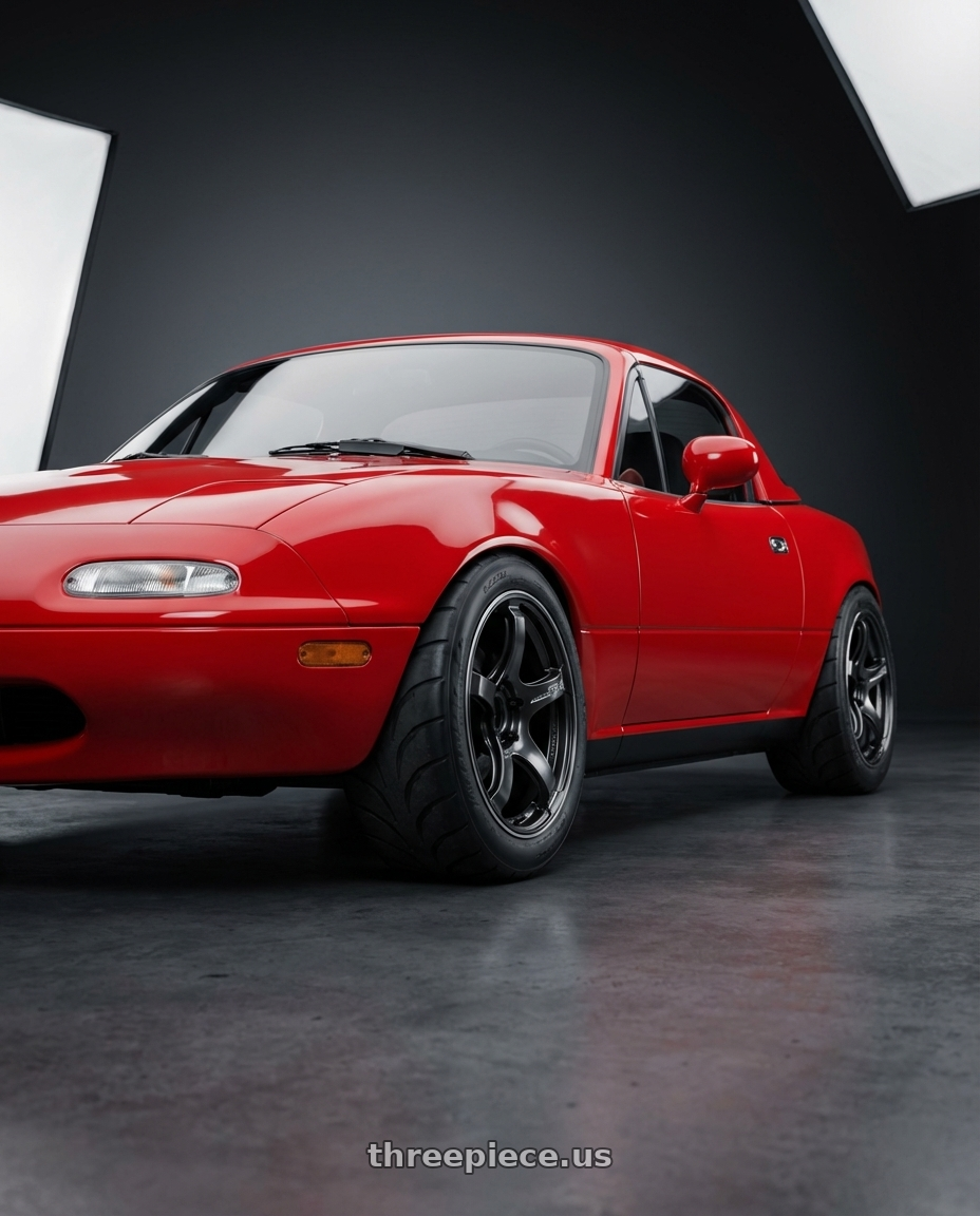 1991 mazda na miata with Advan Racing TC4 4x100 15x8.0 +35 BLACK GUNMETALLIC & RING wheels