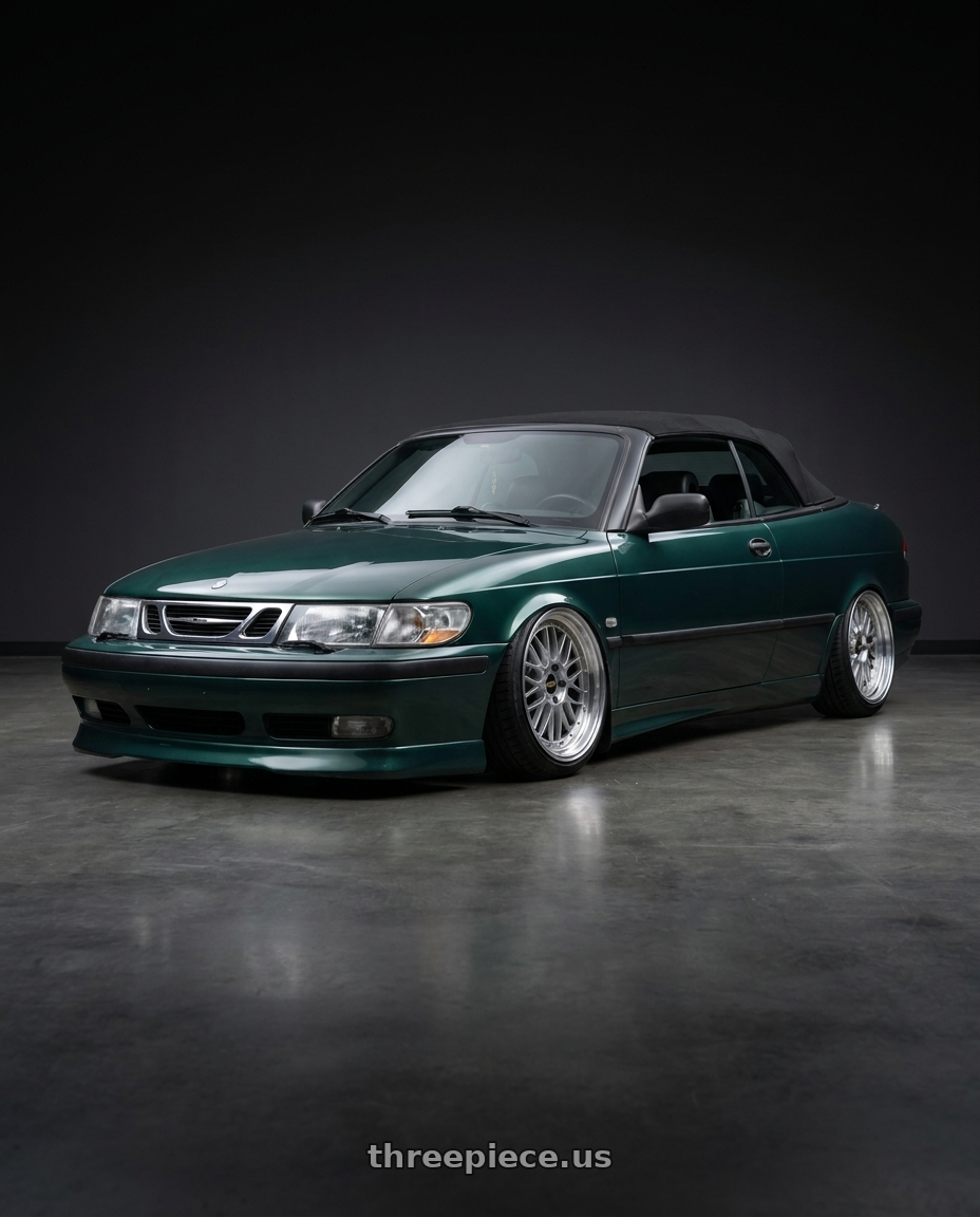 1999 Saab 9-3 with BBS LM 5x114.3 18x8.0+40 Diamond Silver wheels