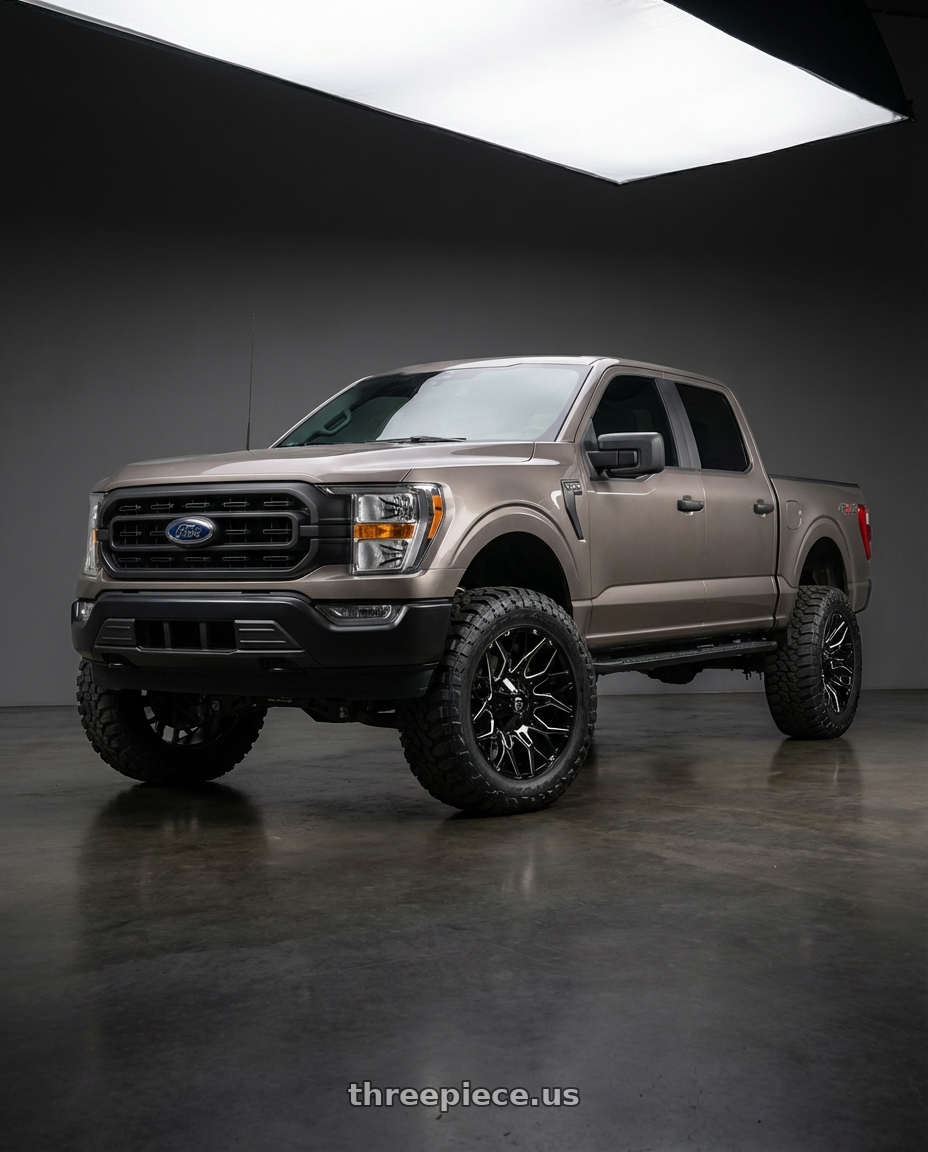 2013 Ford F-150 with Fuel 1PC D769 TWITCH 6X135/6X139.7 22X10 -18 GLOSSY BLACK MILLED wheels