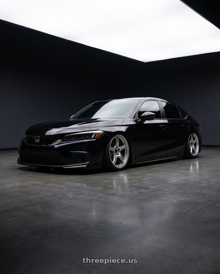 2026 honda civic hatchback with Gram Lights 57CR 5x114.3 18x9.5+38 Grace Silver wheels