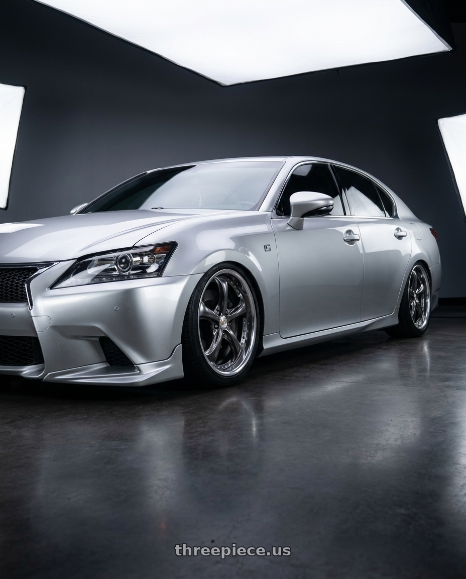 2015 Lexus gs350 with Work Wheels VS-KF 5x114.3 20x8.5+34 Brilliant Silver Black A Disk FULL REVERSE wheels