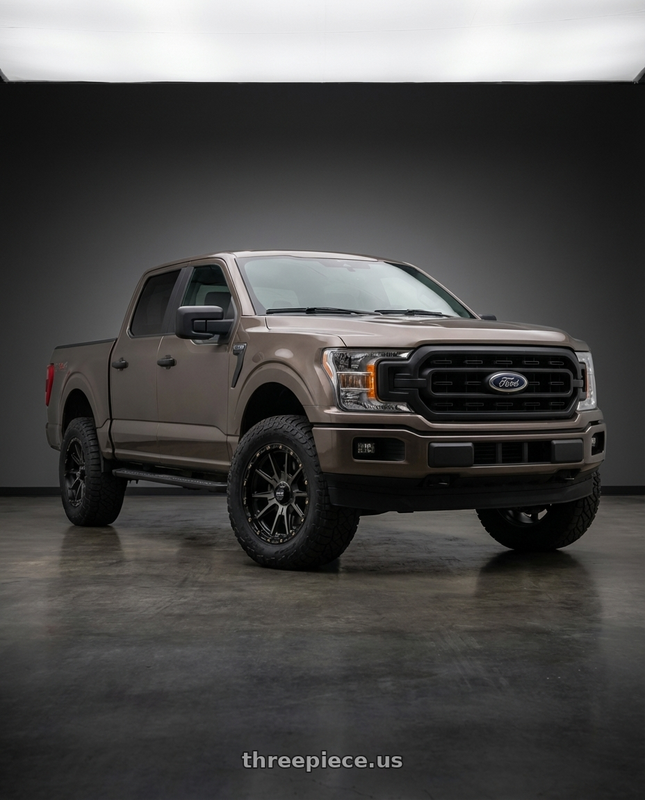 2019 Ford F-150 with KMC KM100 SYNC 6X135/6X139.7 20X9 +0 SATIN BLACK WITH GRAY TINT wheels
