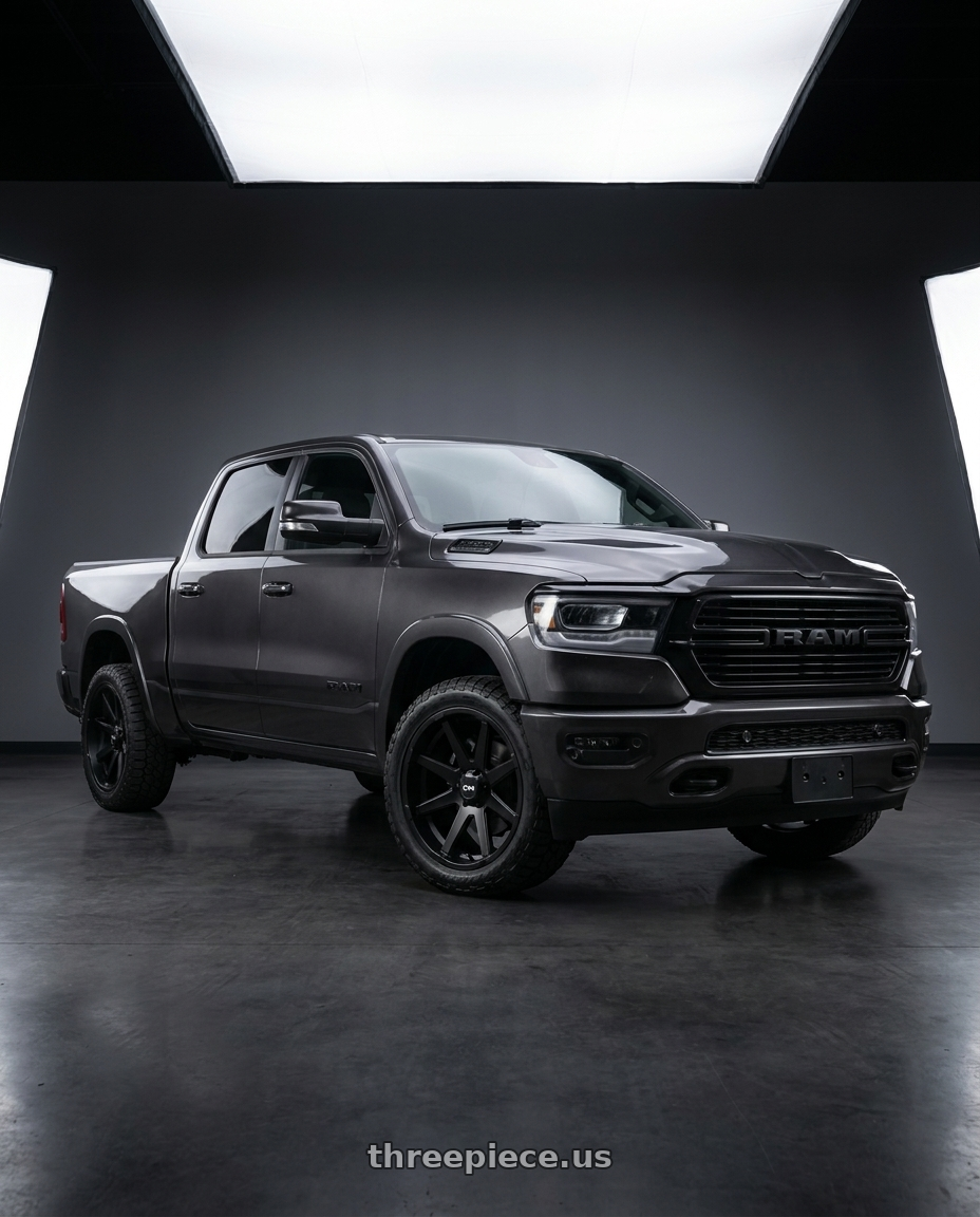 2021 Ram 1500 Laramie with Ion Type 143 6x139.7 20x10-19 Matte Black wheels