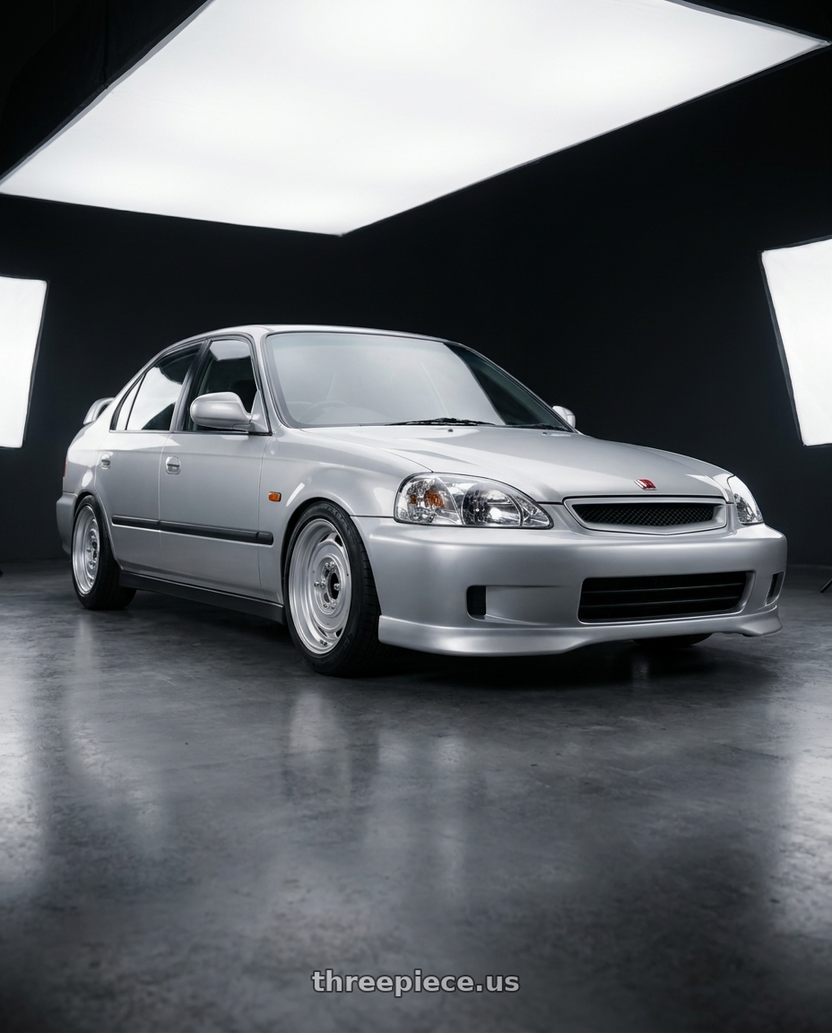 1999 honda civic with Mobelwagen MW430S Interceptor 4X130 15x5.5 20 Silver wheels