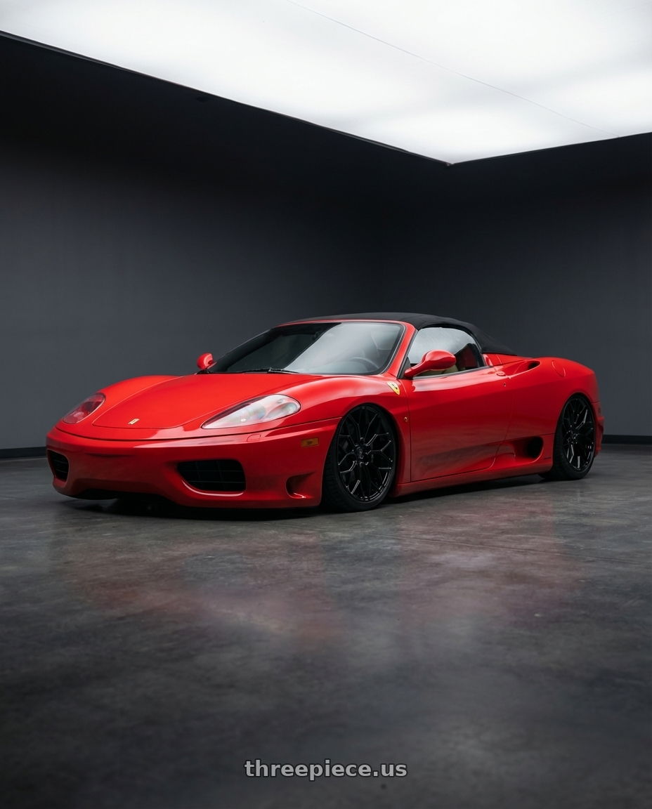 2004 Ferrari Modena 360 Spider with DOLCE PERFORMANCE PISTA 5x112 18x8.5 +35 Gloss Black wheels