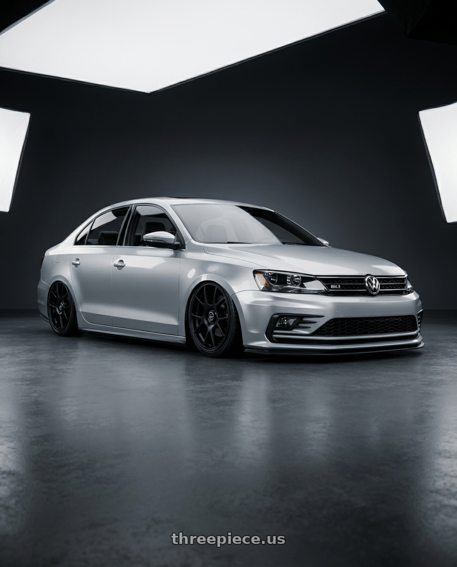 2016 Volkswagen Jetta GLI MK6 with fifteen52 COMP 5x112 / 5x120 18x8.5 +35 ASPHALT BLACK (SATIN BLACK) wheels